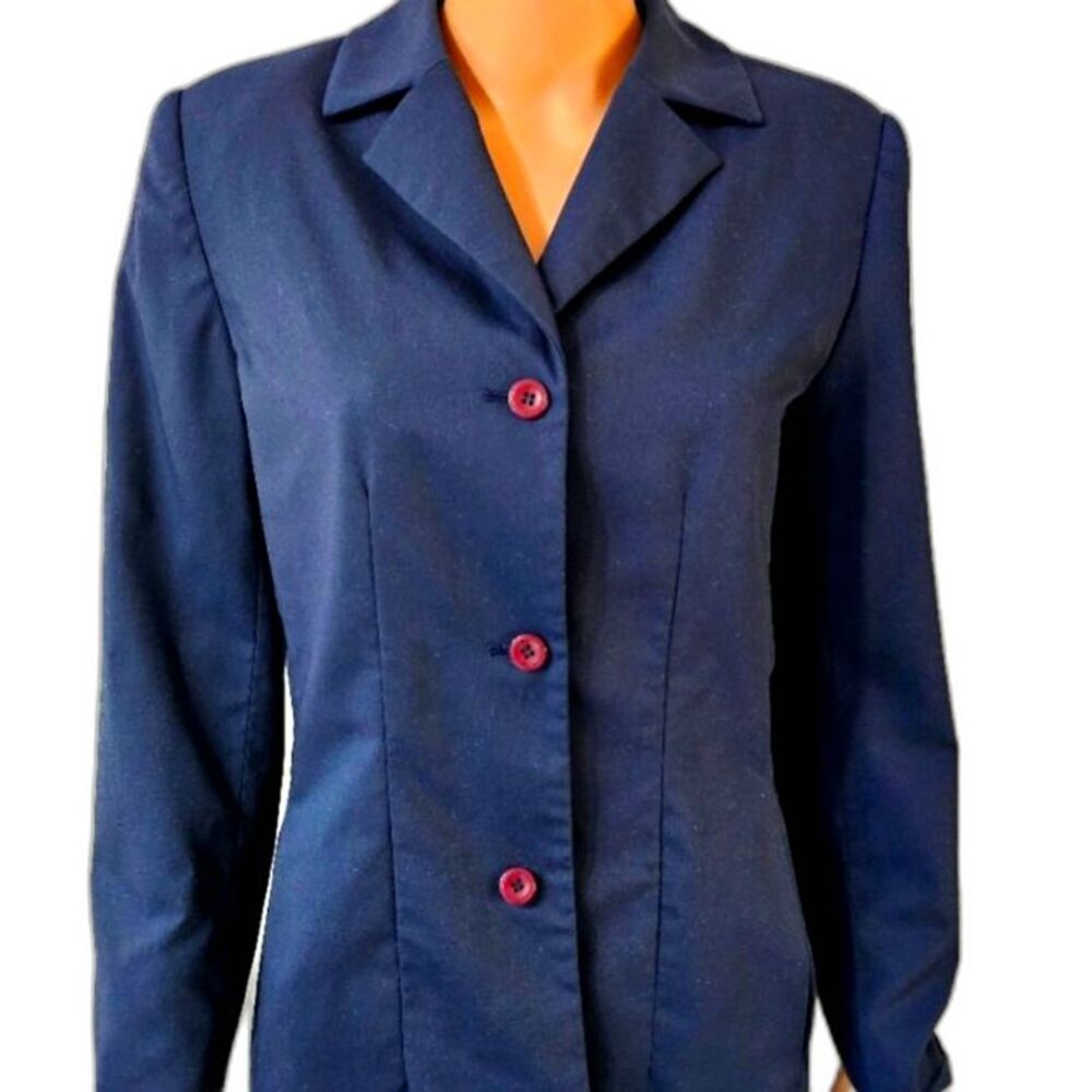 Preston & York Navy Blue Wool Blend Tailored Blazer Size 10
